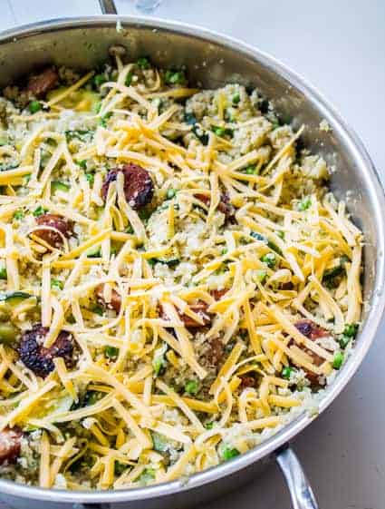 Cauliflower Rice Skillet with Zucchini and Kielbasa