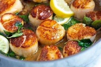 Creamy Lemon Butter Sauce Over Seared Scallops