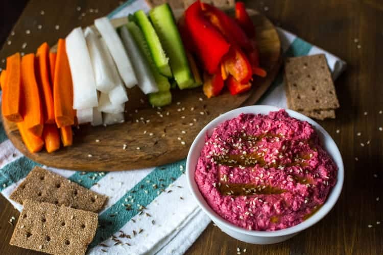 4-Veg Roasted Beetroot Hummus Dip Recipe 4-Veg Roasted Beetroot Hummus Dip Recipe