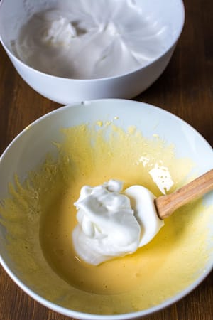 Mixing in the egg whites