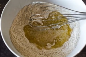 Mix ingredients Peach Cobbler Recipe