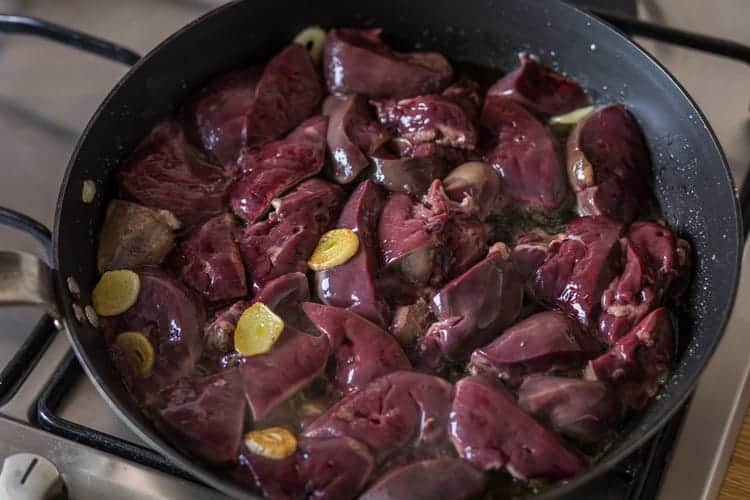 Fry liver until pink Fry liver until pink