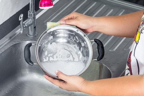 Women,Hand,Washing,Pans,In,Sink Women,Hand,Washing,Pans,In,Sink