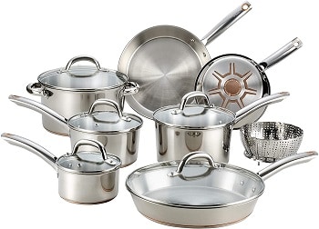 T-fal Stainless Steel Copper Bottom Cookware Set