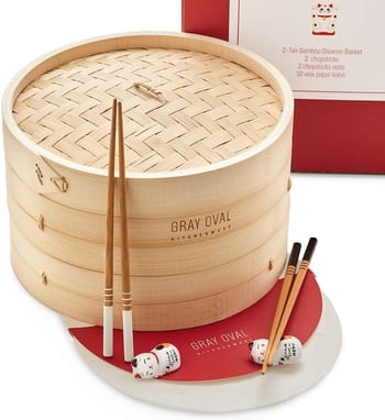 Gray Oval - Bamboo Steamer Basket